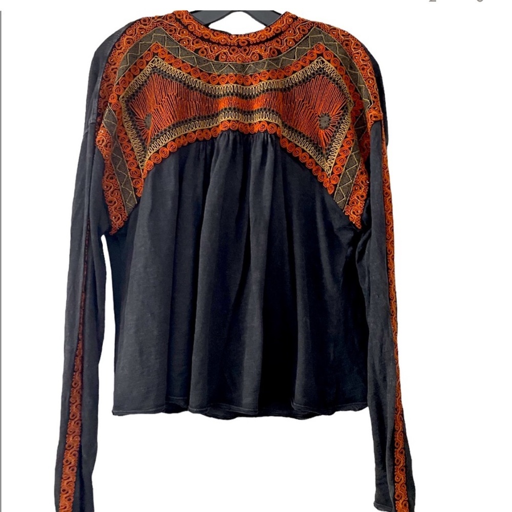 Free People funky embroidered top